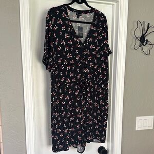 torrid Black Romper with Red & White Floral Print